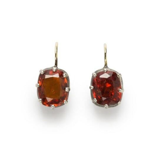 A pair of hessonite garnet earrings