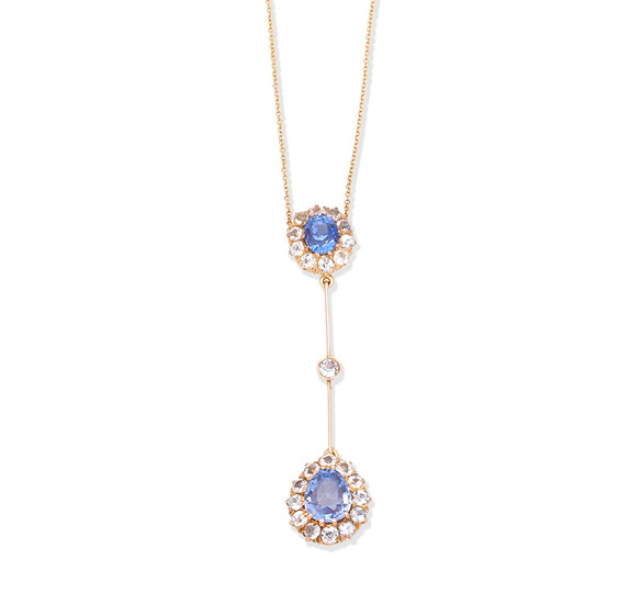 A sapphire and diamond pendent necklace