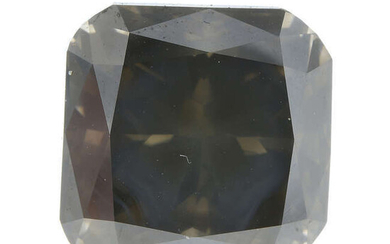 A square-shape 'fancy dark brown' diamond, weighing 5.82cts.