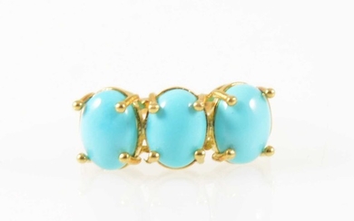 A turquoise three stone ring.