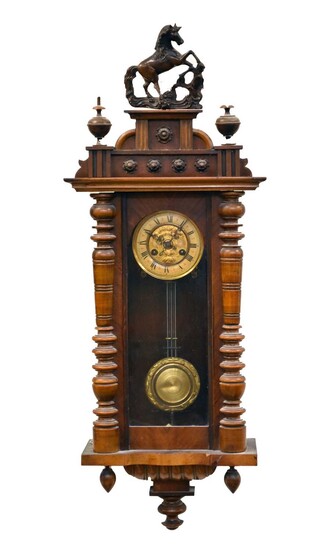 A walnut Vienna type wall clock and a rosewood effect Vienna type wall clock