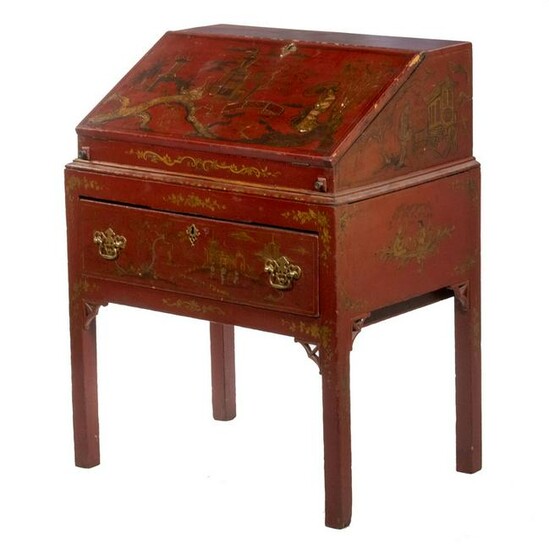 AMERICAN FEDERAL PERIOD DESK ON FRAME WITH CHINOISERIE