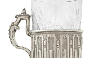 AN ANTIQUE IMPERIAL RUSSIAN TEA GLASS HOLDER, FABERGE
