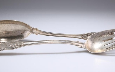 A PAIR OF VICTORIAN SILVER SALAD SERVERS, by