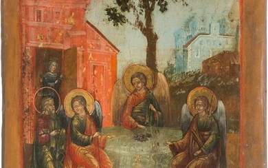 AN ICON SHOWING THE OLD TESTAMENT TRINITY Russian, 18th
