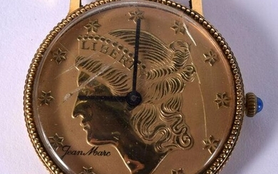 AN UNUSUAL COIN INSET WATCH. 21.5 grams. 3.5 cm