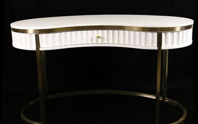 ART DECO STYLE LACQUERED DESK ON BRASS BASE
