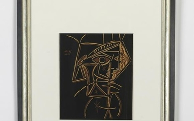 After Pablo Picasso, female bust portrait lithograph