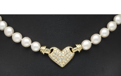 Akoya pearl and diamond necklac