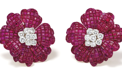 Aletto Brothers, A Pair of Ruby, Diamond, Platinum and Gold Earrings