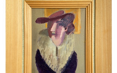 Alfred RETH (1884-1966) Élégante chapeautée Huile sur carton. Cachet d'atelier et numérotée 478 au dos....