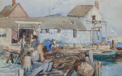 Alice Judson (1876-1948 New York) Gloucester Harbor Watercolor