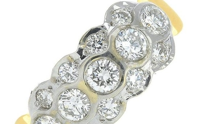 An 18ct gold brilliant-cut diamond dress ring.Estimated