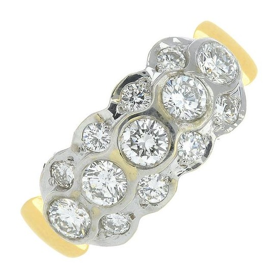 An 18ct gold brilliant-cut diamond dress ring.Estimated