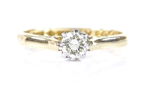 An 18ct gold solitaire diamond ring, diamond approx 0.2ct, w...