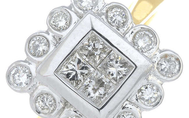 An 18ct gold vari-cut diamond cluster ring.