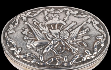 An 18th century Continental silver snuffbox, oval form with ...