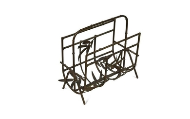 An Aesthetic period bronze faux bamboo magazine rack