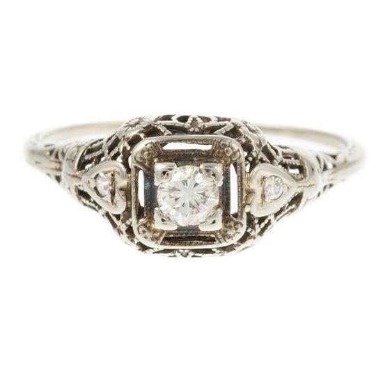 An Art Deco Style Diamond Ring in 14K