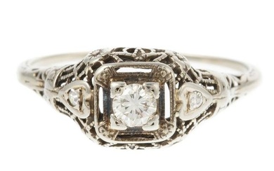An Art Deco Style Diamond Ring in 14K