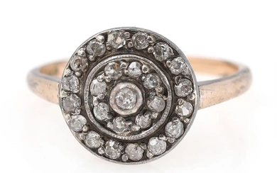 An Art Deco diamond ring set with numerous single, rose and old-cut...