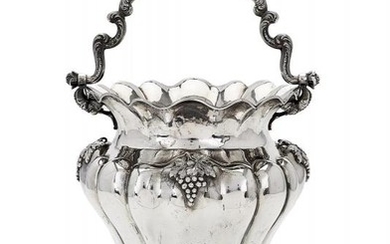 An Italian silver coloured inverted baluster lobed wine cooler