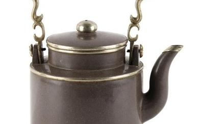 An early 20th century Chinese Yixing teapot, with white...
