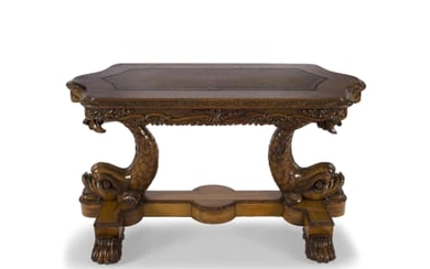 An early Victorian walnut and inlaid centre table