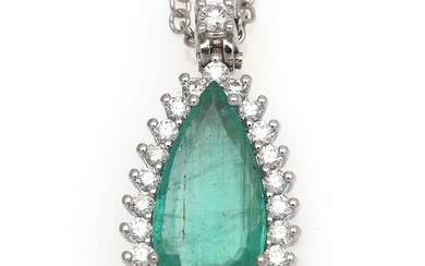 NOT SOLD. An emerald necklace set with an emerald encircled by numerous diamonds, mounted in 18k white gold. L. app. 42 cm. – Bruun Rasmussen Auctioneers of Fine Art