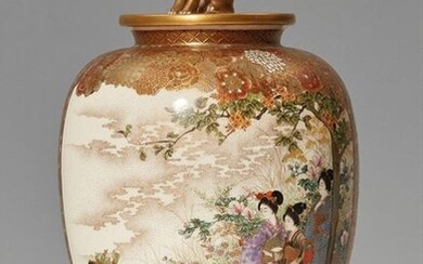 An ovoid Satsuma lidded jar. Kyoto. Late 19th century