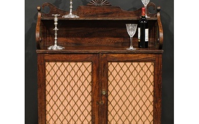 An unusual George IV simulated rosewood chiffonier, shaped s...