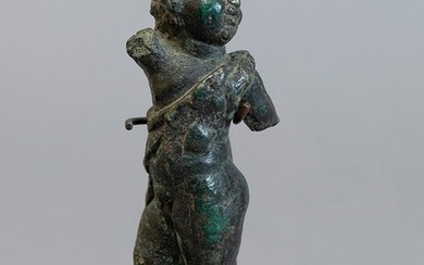 Ancient Roman Bronze Dancing Satyr faun Sculpture. 1st - 3rd century AD. 7.2 cm H. Spanish Export License.