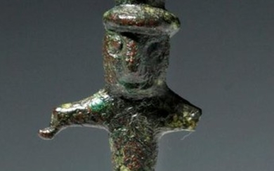 Ancient Roman Bronze Herm Pendant w/ Petasos