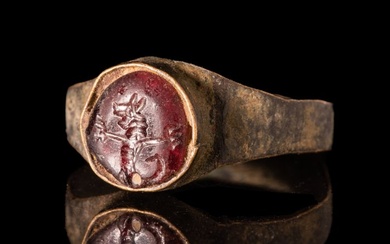 Ancient Roman Bronze Intaglio Ring with a Beast (No Reserve Price)
