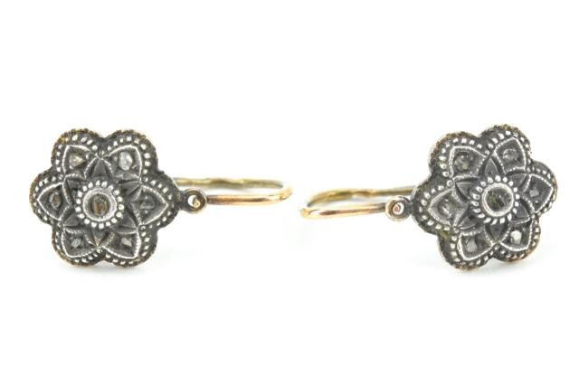Antique 18kt Gold & Rose Cut Diamond Earrings