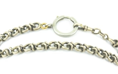 Antique 19th C Silver Tone Ornate Link Watch Chain