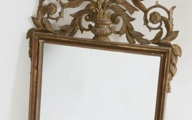 Antique French Gilt and Carved Mirror with Love Bird