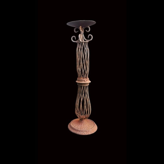 Antique Hand Forged Candleholder in Wrought Iron