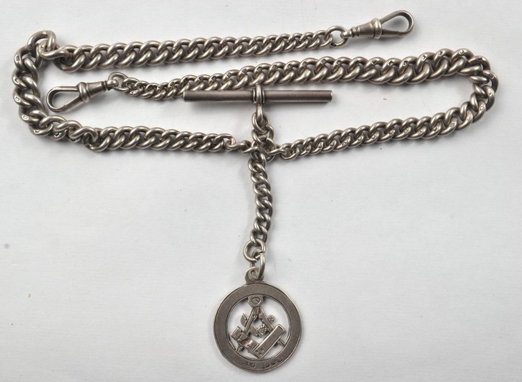 Antique SilverLion 'W' Hallmarked watch chain with bar, each...