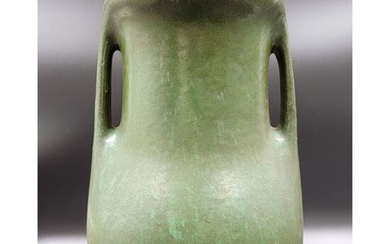 Antique Two Handled Pottery Vase Green Matte