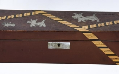 Art Deco Marquetry Westie Dog Motif Table Box