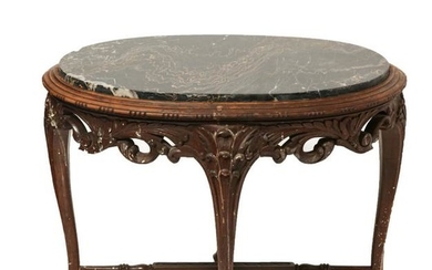Art Nouveau Oval Marble Top Table