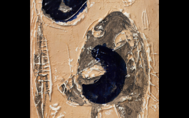 Asger Jorn ( Vejrum 1914 - Arhus 1973 ) , "Untitled" 1954 painted and partially glazed terracotta cm 41.5x28 Signed and titled 1954 on the reverse Provenance Paolo Marinotti collection,...