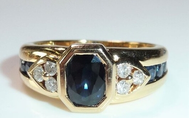 Aus Frankreich - 18 kt. Yellow gold - Ring - 1.00 ct Sapphires - 0.20 ct. Diamonds / brilliant cut