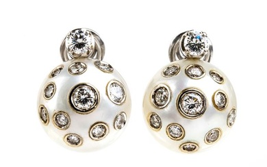 Australian pearl diamond gold earrings