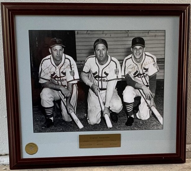 Autographed Baseball Photo - Musial, Moore, Slaughter