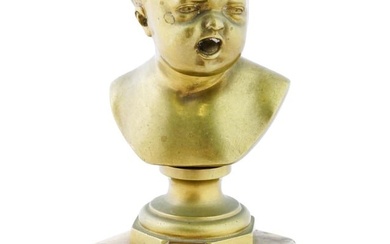 BRONZE BUST OF A CHILD AFTER JEAN ANTOINE HOUDON