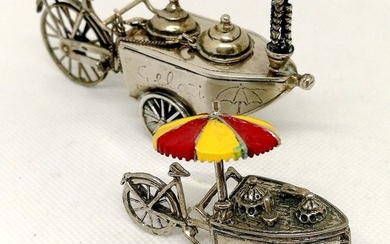 Beautiful Reproductions of Ice Cream Carts (2) - .800 silver - Italy - Second half 20th century