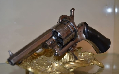 Belgium - 1840/1850 - Magnifique revolver chromé ciselé de fleur de Lys ELG type LEFAUCHEUX - modèle luxueux et élégant - Nettoyer & prêt à tirer - Revolver - 9mm Cal