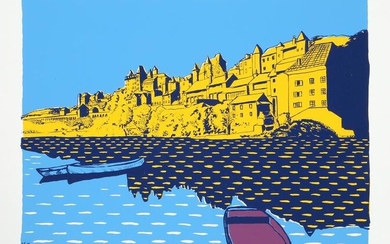 Biagio Civale, French Landscape on River, Screenprint